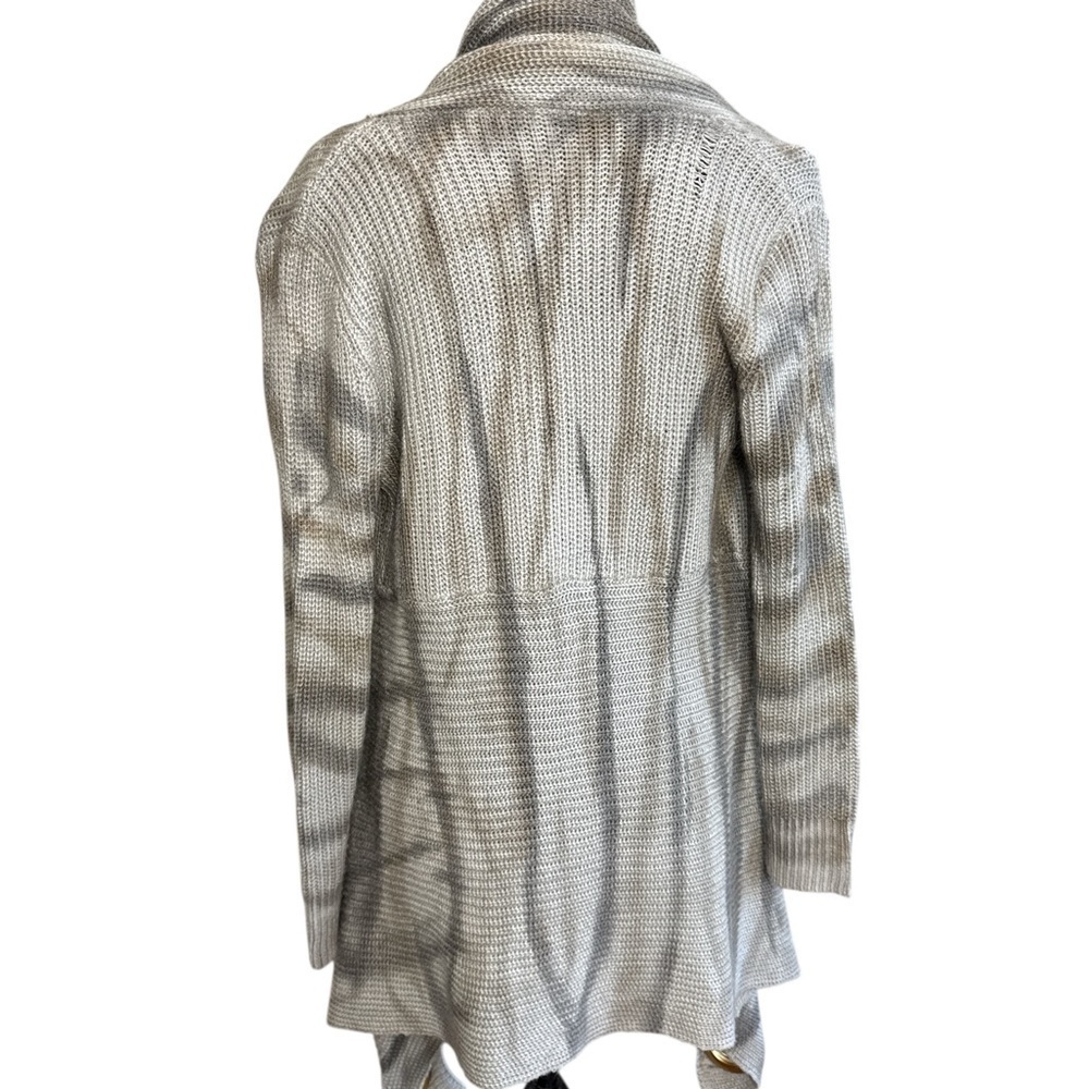 Gray Grommet Open Front Cardigan | Asymmetrical Knit Sweater Boho Style - Picture 8 of 11